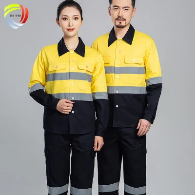 Желтая огнестойкая строительная спецодежда повышенной видимости, рабочие рубашки со светоотражающей предупреждающей лентой